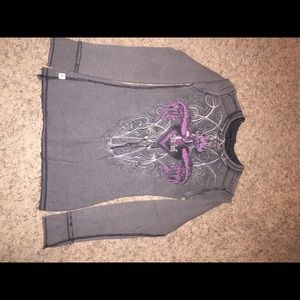 Gray Sinful thermal long sleeve shirt